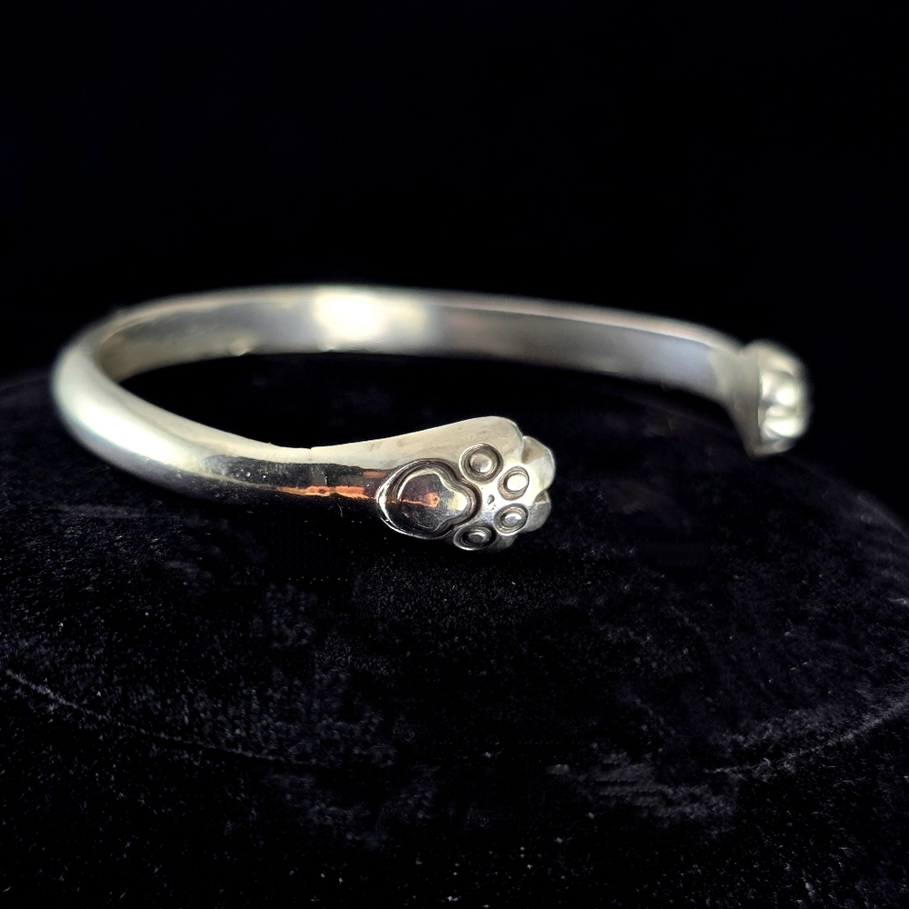 Sterling Silver Hugging Cat Paws Cuff Bracelet